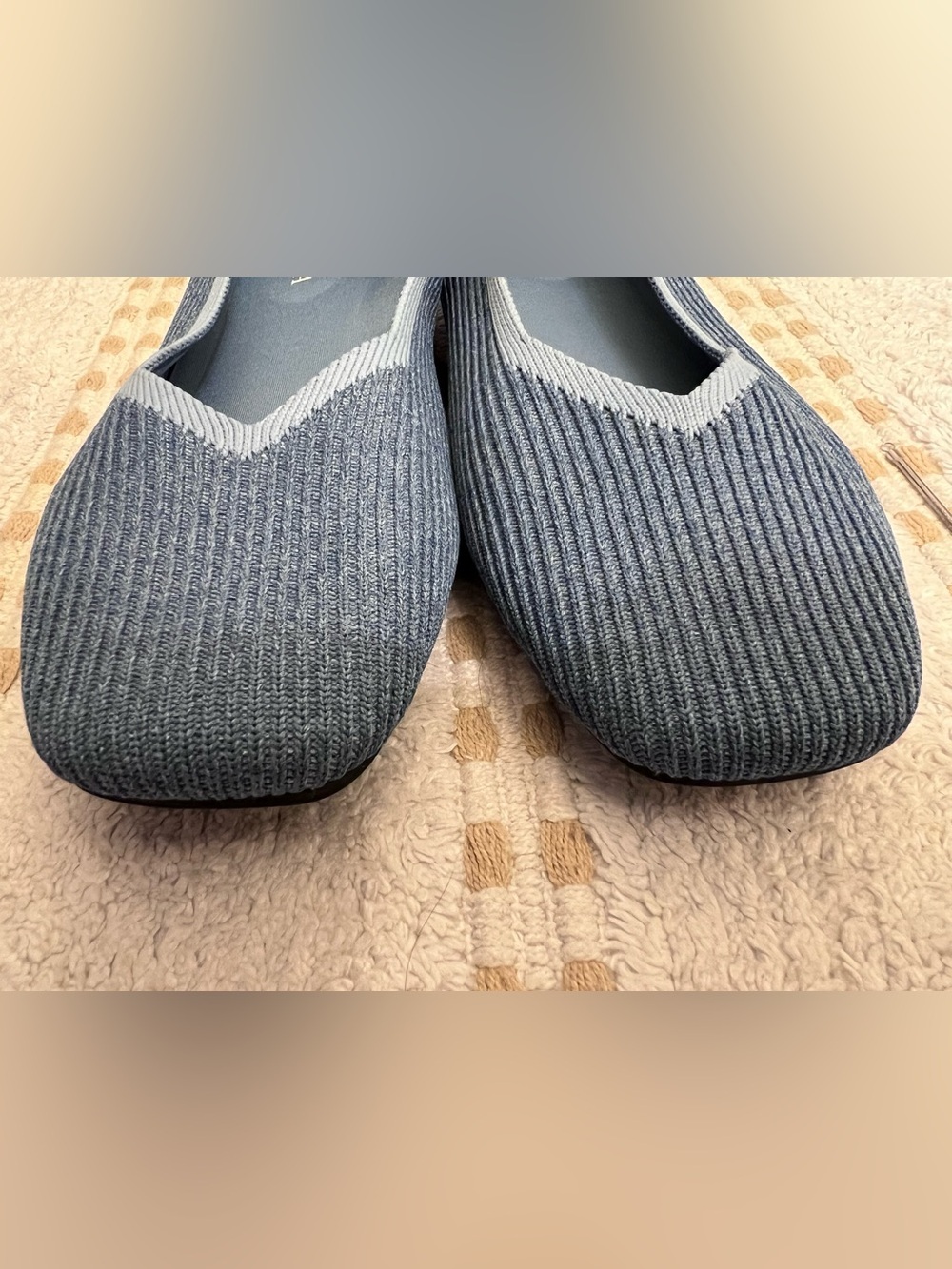 Vivaia Square-Toe Knit Flats Denim Blue EU 41.5 US 10-10.5 - Picture 11 of 11